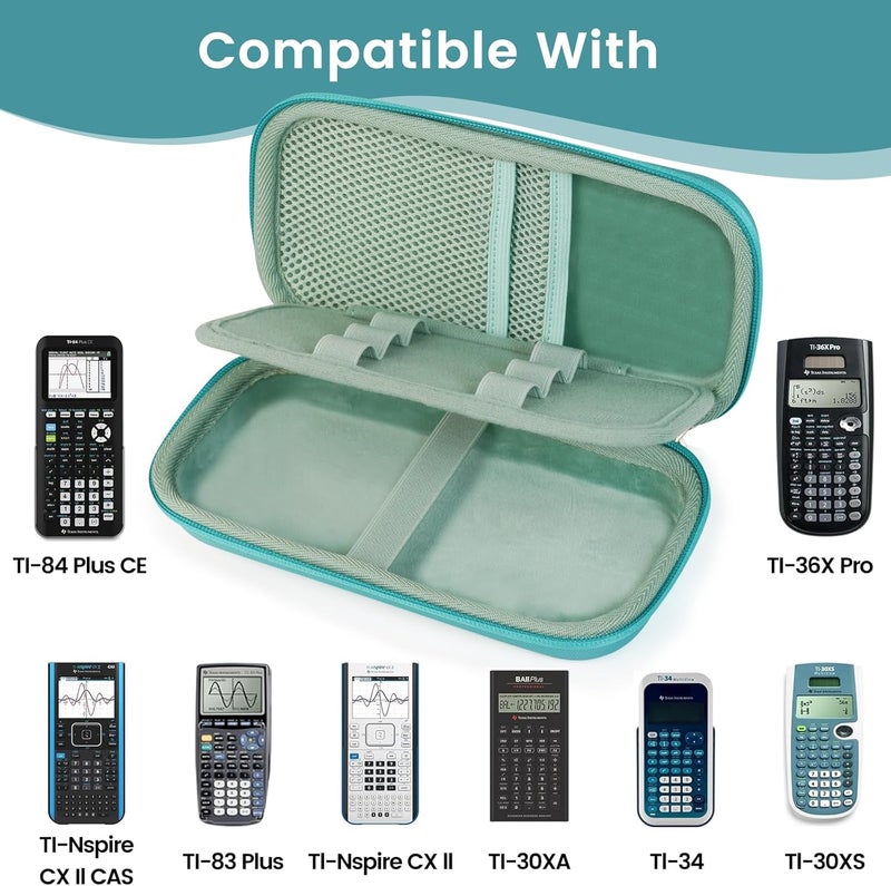 ZUJFPL EVA Hard Case Compatible with Texas Instruments TI-Nspire CX II/TI-NSPIRE CX-II CAS,Portable Case for TI-84 Plus/TI-84 Plus CE/TI-83 Plus/TI-85/TI-89 Color Graphing Calculator. (Mint) - Image 5